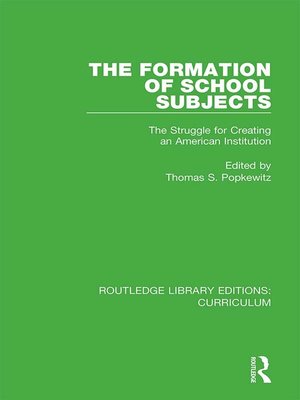 cover image of The Formation of School Subjects